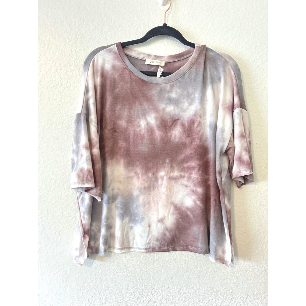 Phil Love Mauve Grey Tie Dye Relaxed Fit T-Shirt Womens SZ L Made in USA